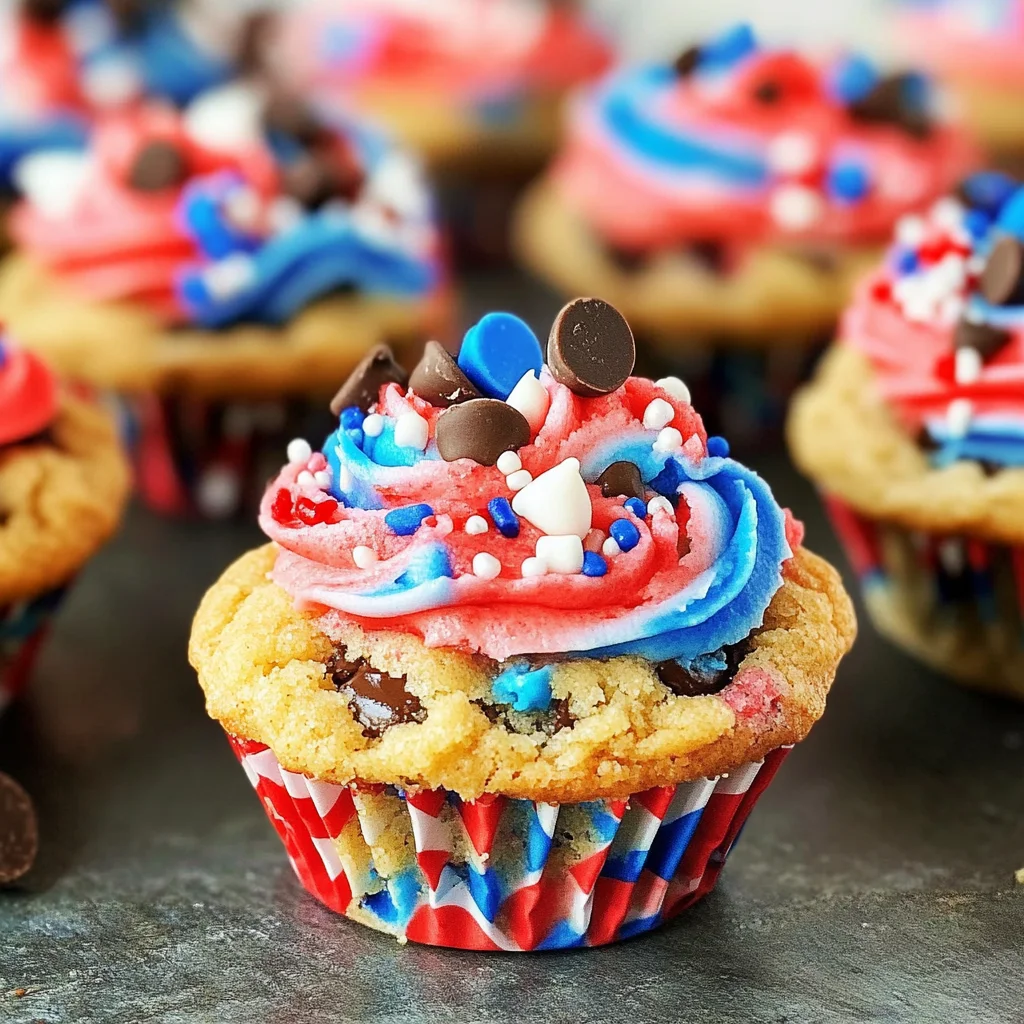 Patriotic Chocolate Chip Cookie Cups