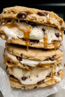 Vanilla Caramel Swirl Ice Cream Sandwiches