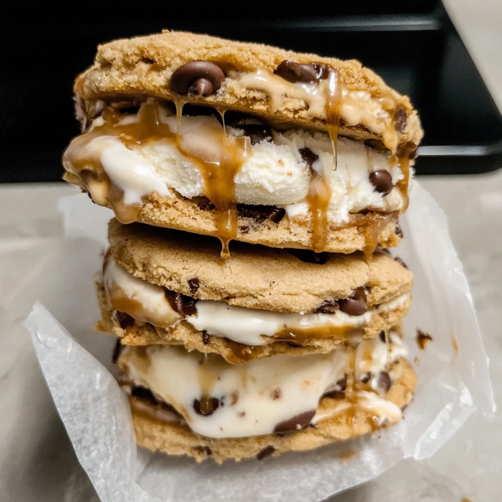 Vanilla Caramel Swirl Ice Cream Sandwiches