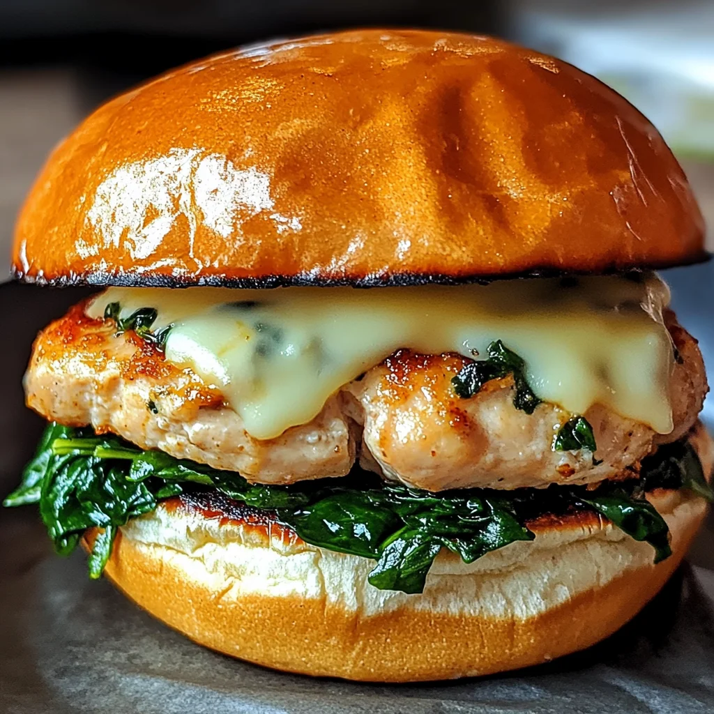 White Cheddar Spinach Chicken Burgers