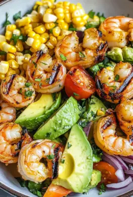 Avocado Corn Salad With Grilled Shrimp