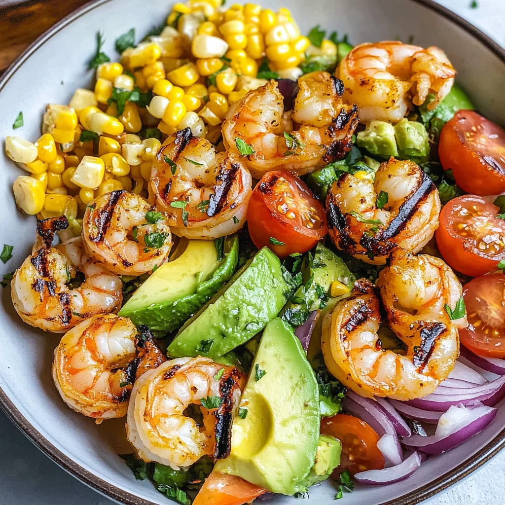 Avocado Corn Salad With Grilled Shrimp
