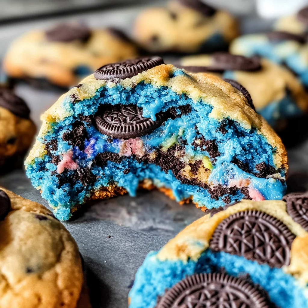 Big Blue Monster Stuffed Cookies