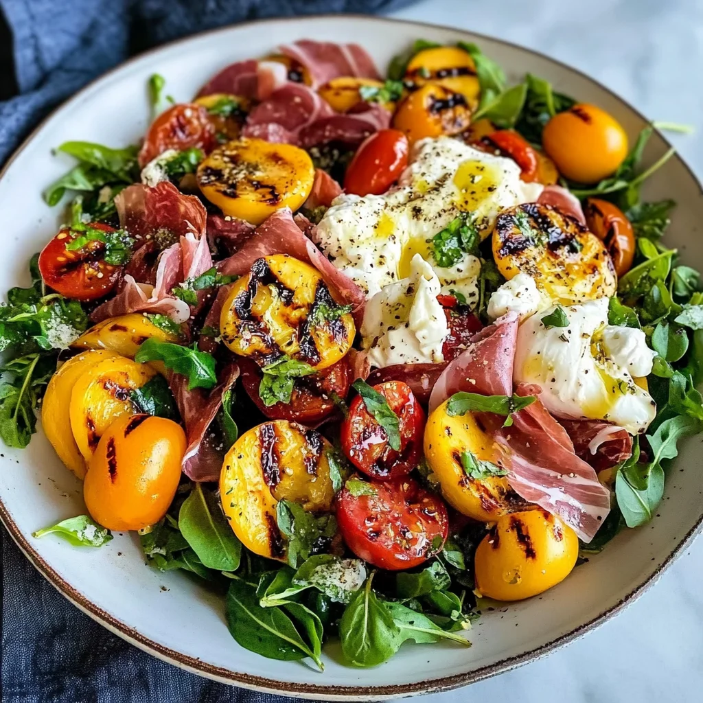 Grilled Nectarine Burrata Prosciutto Salad