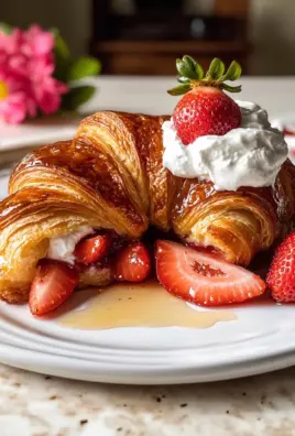 Baked Strawberry and Cream Stuffed Croissant French Toast