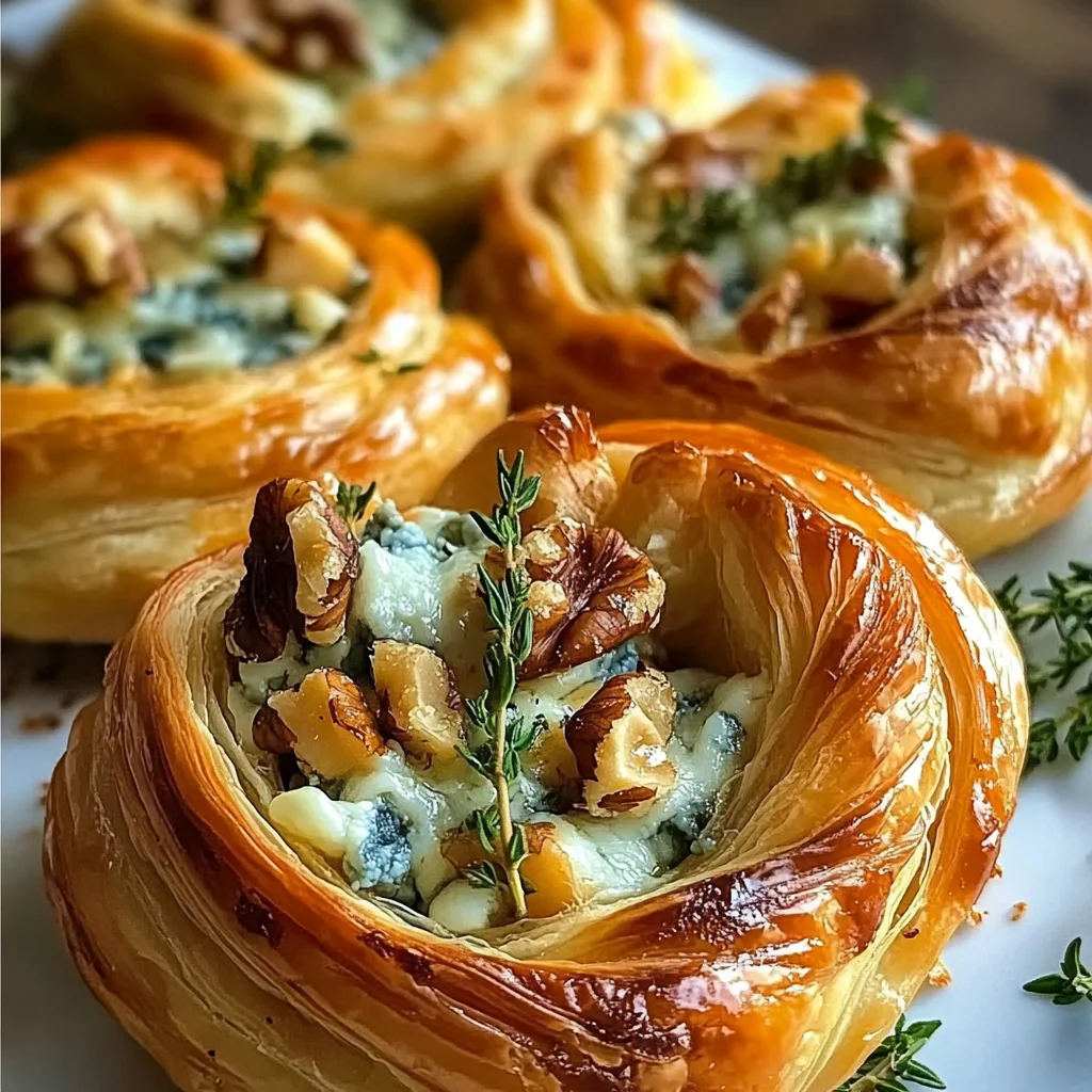 Blue Cheese Walnut Thyme Puff Pastry Twirl Recipe