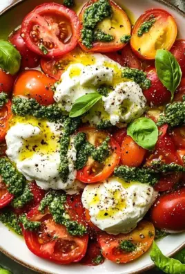 Burrata Caprese Salad with Heirloom Tomatoes & Basil Pesto
