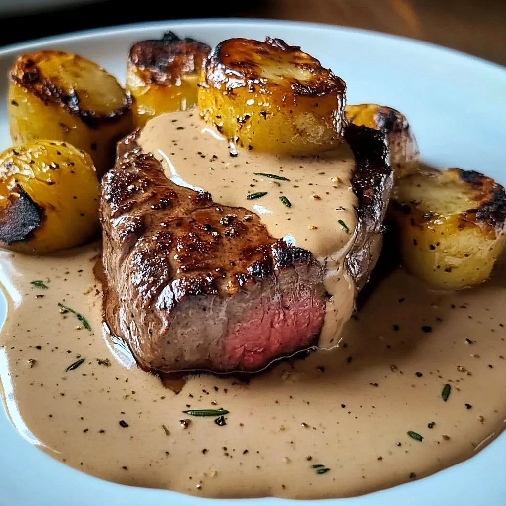 Elegant Filet Mignon with Creamy Peppercorn Sauce