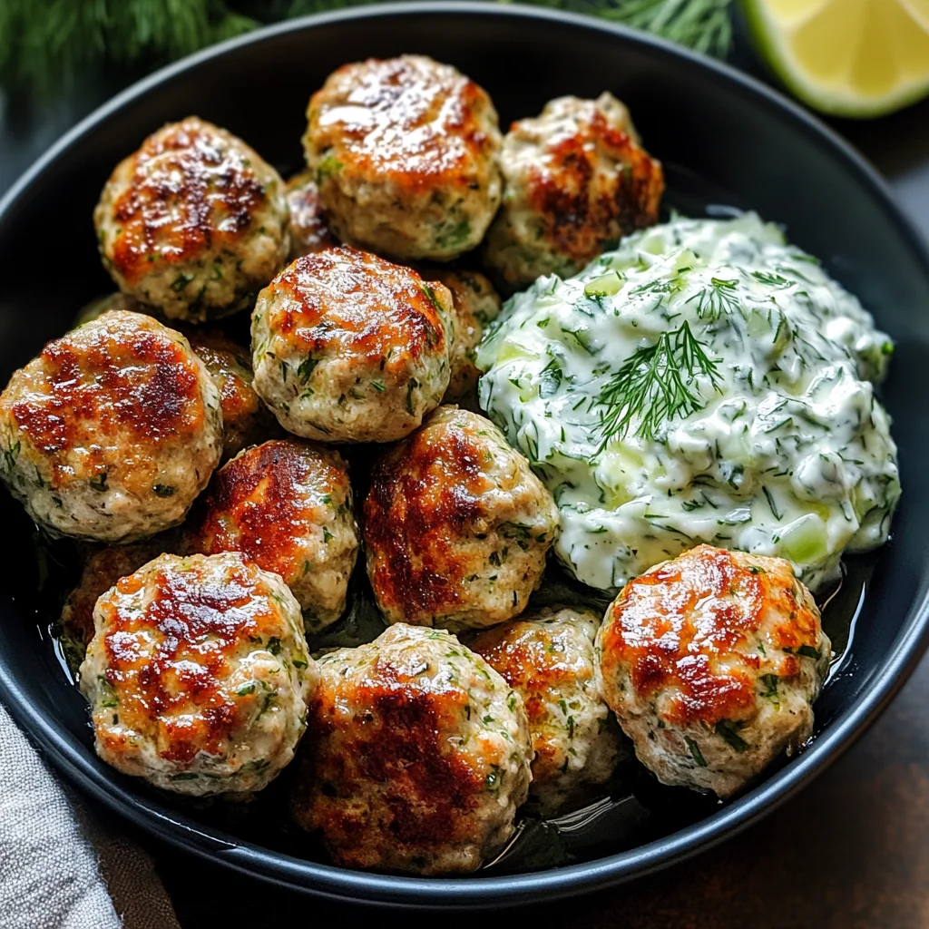 Greek Turkey Meatballs with Tzatziki Sauce