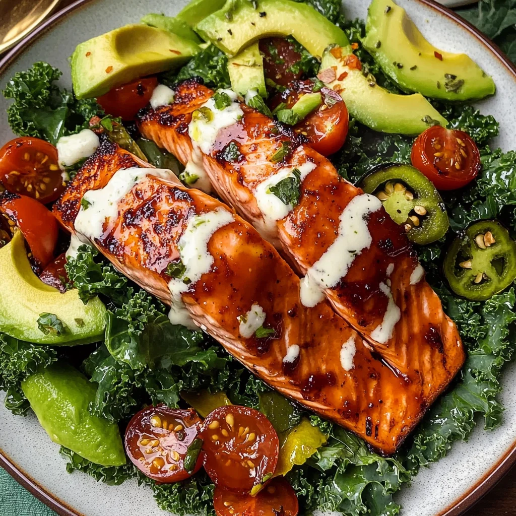 Spicy Honey Glazed Salmon Salad