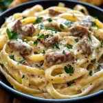 Creamy Italian Sausage Fettuccine Pasta