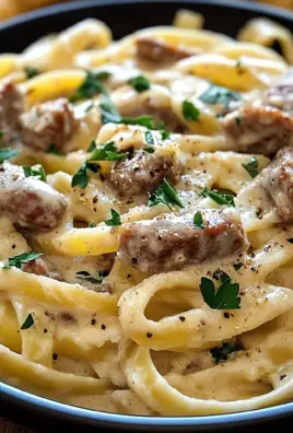 Creamy Italian Sausage Fettuccine Pasta