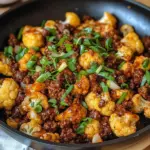 Crispy Chili Ground Beef and Cauliflower Skillet