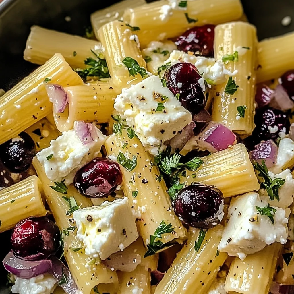 Feta & Cranberry Rigatoni Salad with Lemon Vinaigrette