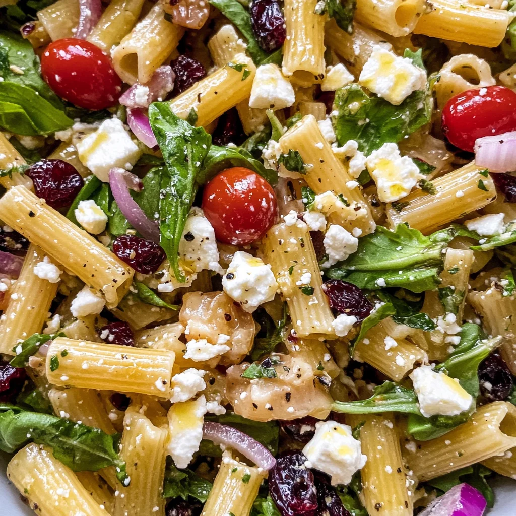 Feta & Cranberry Rigatoni Salad with Lemon Vinaigrette