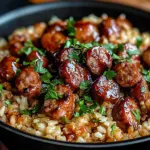 One-Pan Sweet and Tangy BBQ Sausage Rice