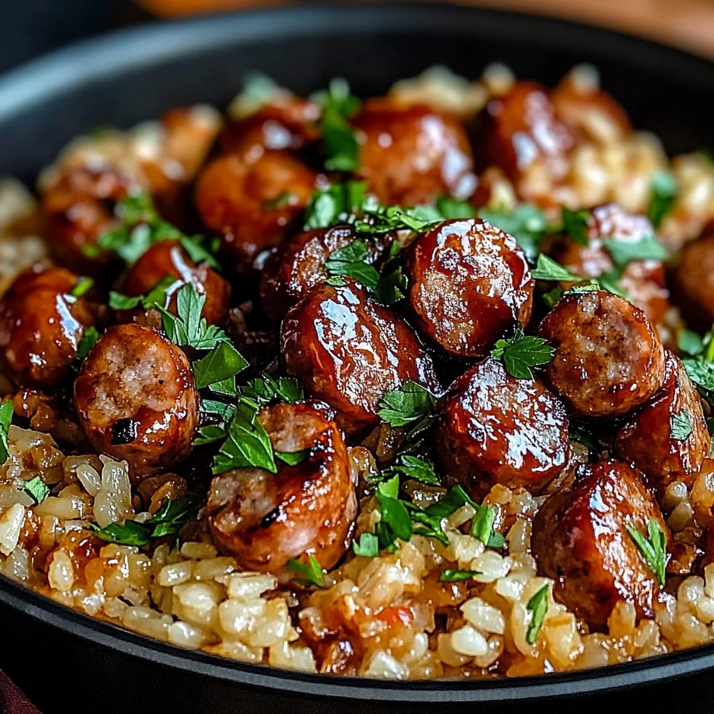 One-Pan Sweet and Tangy BBQ Sausage Rice