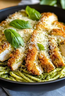 Pesto Pasta with Crispy Parmesan Chicken