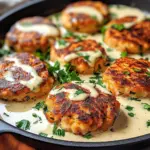 Salmon Patties with Creamy Lemon-Garlic Sauce