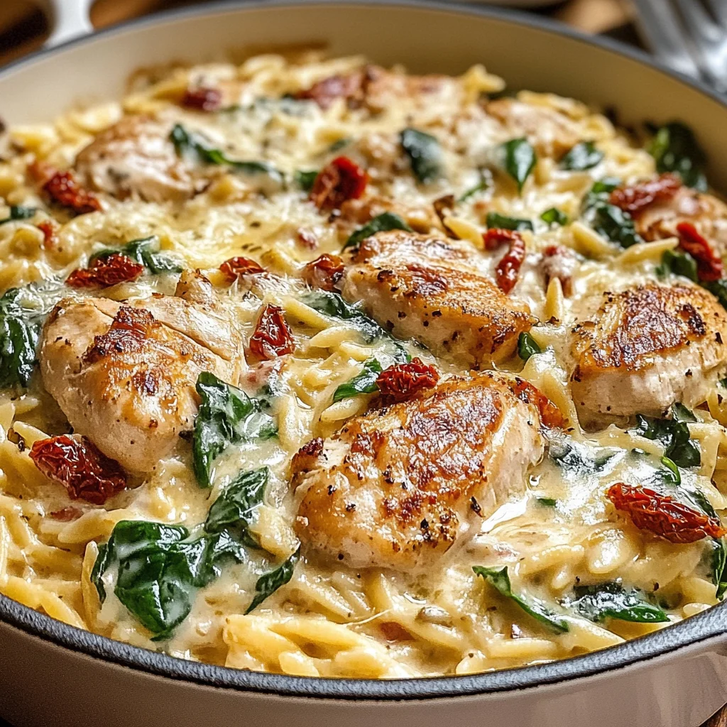 Creamy Tuscan Chicken Orzo