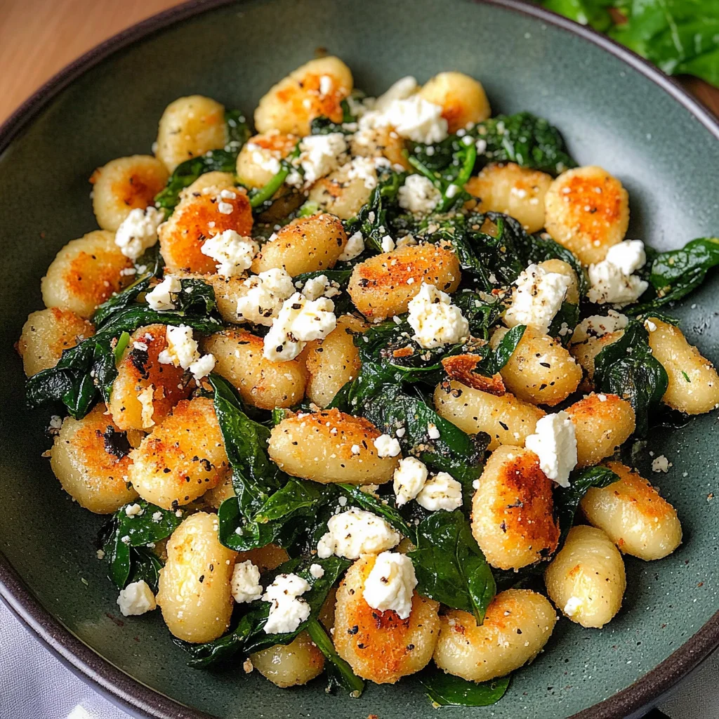 Crispy Gnocchi With Spinach And Feta