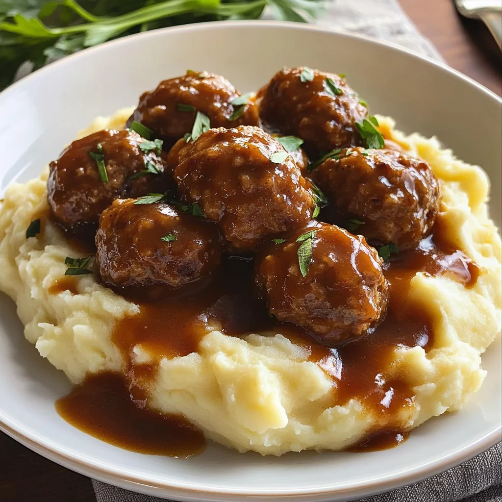 Salisbury Meatballs and Mashed Potatoes Recipe